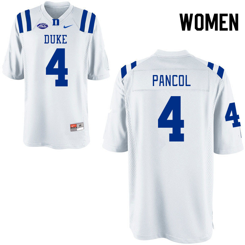 Women #4 Eli Pancol Duke Blue Devils College Football Jerseys Stitched-White